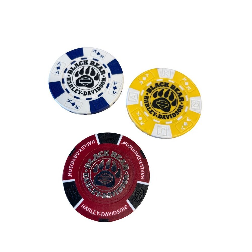 Harley Davidson Poker Chips Dealer Lot of 3 BLACK BEAR WYTHEVILLE VA